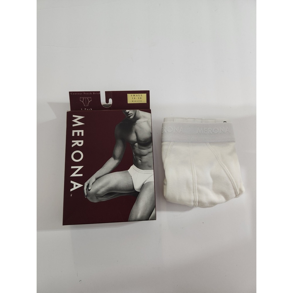 Merona Contour Pouch‎ Brief White 100% Cotton Vintage 1999 Small 28-30